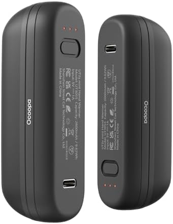 OCOOPA Hand Warmers Rechargeable 2 Pack, Electric Magnetic Handwarmers 5200mAh, Portable Pocket Heater, UL Certified, USB-C, 3 Heat Settings, Ideal Gifts for Camping, Raynauds, Golf, UT2S Mini