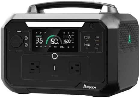 Ampace Andes 600 Pro Portable Power Station, 584Wh LiFePO4 Hybrid Battery Backup, [1 Hour 80%] Fast Charging, 600W SiC Solar Generator for Outdoor Camping, RVs, Home Use (Solar Panel Optional)