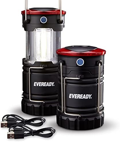 EVEREADY 360 LED Camping Lantern (2-Pack), Collapsible LED Lanterns, Rugged Survival Kits for Hurricane, Emergency Light for Storm, Outages, Outdoor Portable Lanterns