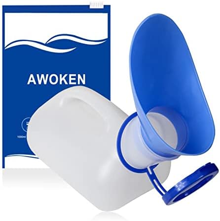 AWOKEN Unisex Urinal, Portable Toilet Urinal for Men and Women, Pee Bottle with a Sealed Lid and Funnel for Elderly Kids and Patients for Camping Outdoor Travel