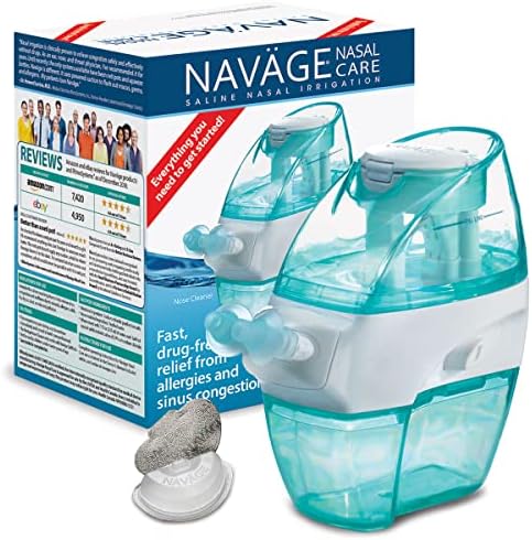 Navage Starter Bundle Nasal Irrigation System – Saline Nasal Rinse Kit with 1 Nose Cleaner and 30 Salt Pods