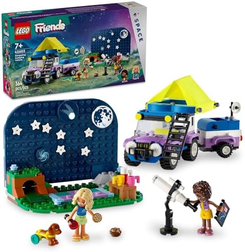 LEGO Friends Stargazing Camping Vehicle Adventure Toy, Includes 2 Mini-Dolls, Camping Trailer, Telescope Toy, and a Dog Figure, Science Toy Gift Idea for Girls, Boys and Kids Ages 7 and Up, 42603