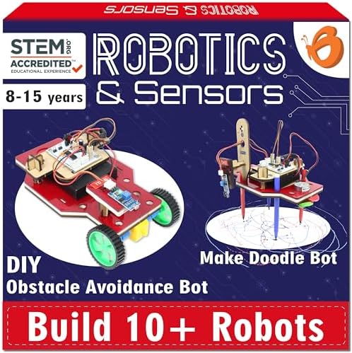 ButterflyEdufields STEM Robotics Projects Kit 10in1 Robots with Sensors for Ages 8-12 Electronics Engineering Kit with Circuit Board for Kids | Homeschooling | 50+ Parts