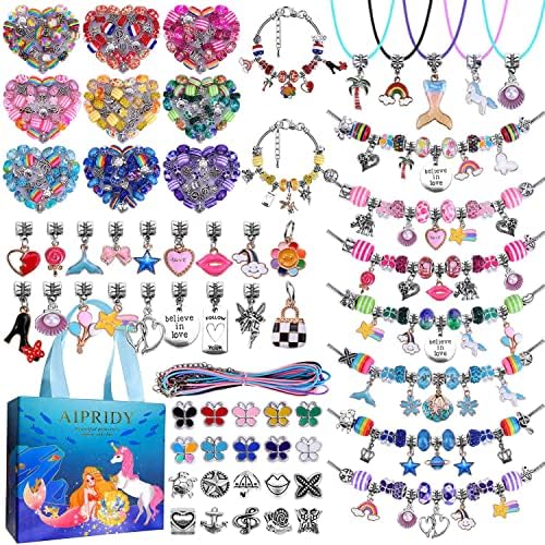 AIPRIDY Charm Bracelet Making Kit,Unicorn Mermaid Crafts Gifts Set Can Inspires Imagination and Creativity,Jewelry Making Kit Perfect Gifts for Girls 5-12 Years Old (150 Pieces)